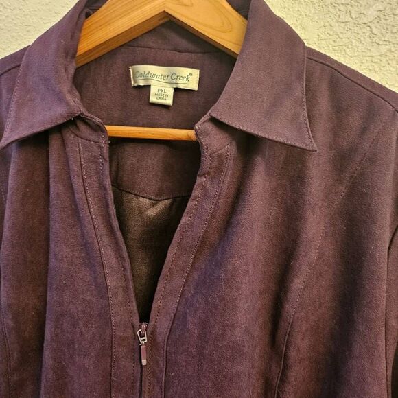 NWOT Coldwater Creek V-neck Zipup Soft Vibrant Purple Top-Shirt-Jacket Cropped t - Picture 6 of 6